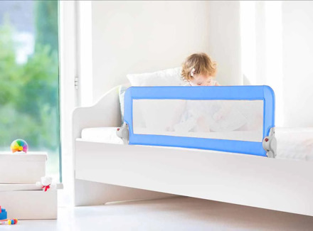 Guimo Opvouwbare Of Of Baby Bed Barrière 50X120 Cm Kinderen Bed Barrière Hek Veiligheid Vangrail Security Opvouwbare baby Home Kinderbox O blauw