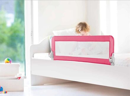 Guimo Opvouwbare Of Of Baby Bed Barrière 50X120 Cm Kinderen Bed Barrière Hek Veiligheid Vangrail Security Opvouwbare baby Home Kinderbox O roze