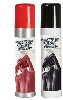 Guirca Haarspray/bodypaint spray - 2x kleuren - rood en zwart - 75 ml