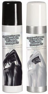 Guirca Haarspray/bodypaint spray - 2x kleuren - wit en zwart - 75 ml - Verkleedhaarkleuring Multikleur