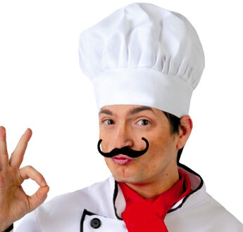 Guirca Koksmuts voor volwassenen - verkleed accessoires - wit - beroepen - chefkok - Verkleedhoofddeksels