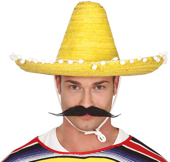 Guirca Mexicaanse Sombrero hoed voor heren - carnaval/verkleed accessoires - geel - Verkleedhoofddeksels