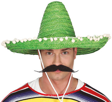 Guirca Mexicaanse Sombrero hoed voor heren - carnaval/verkleed accessoires - groen - D50 cm