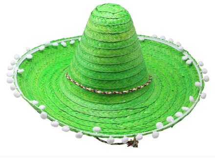 Guirca Mexicaanse Sombrero hoed voor heren - carnaval/verkleed accessoires - groen - Verkleedhoofddeksels