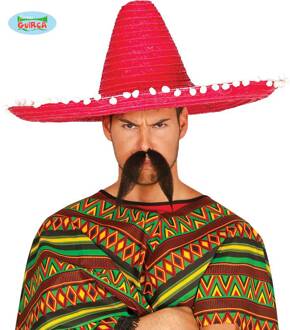 Guirca Mexicaanse Sombrero hoed voor heren - carnaval/verkleed accessoires - rood