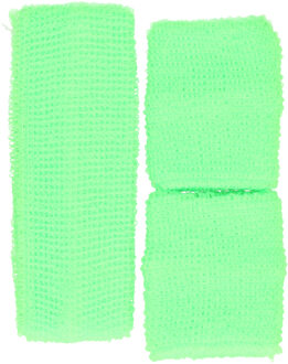 Guirca verkleed accessoire zweetbandjes set - neon groen - jaren 80/90 thema feestje - Verkleedsieraden