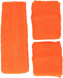 Guirca verkleed accessoire zweetbandjes set - neon oranje - jaren 80/90 thema feestje - Verkleedsieraden