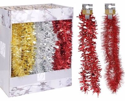 Guirlande 180cm goud/zilver/rood