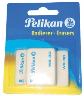 Gum Pelikan WS30 37x30x9mm potlood zacht blister a 3 stuks wit