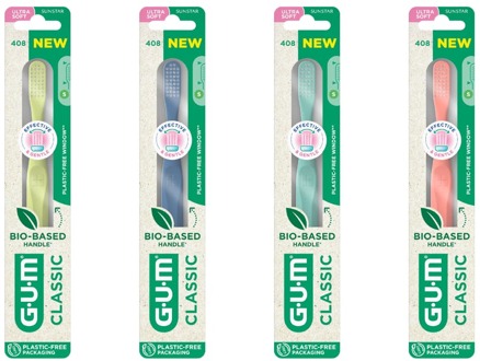 Gum Tandenborstel GUM Classic 408 Toothbrush Extra Soft Biobased Recycled Assorted 1 st