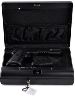 Gun Safes Portable Fingerprint Safe Box Solid Steel Security Key Lock Safes For Money Valuables Jewelry Pistol Box Mini Car Safe