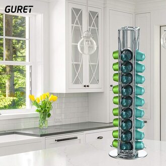 Guret 40 Cup Koffie Capsule Houder Roterende Rvs Capsule Stand Nestle Nespresso Capsule Display Stand Home Cafe Tool