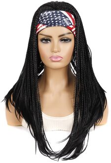 Guruilagu Gevlochten Pruiken Voor Zwarte Vrouwen Synthetische Pruik Vrouwelijke Perruque Tresse Africaine Grijs/613/Zwarte Hoofdband Pruik 2 hoofdbanden #1B