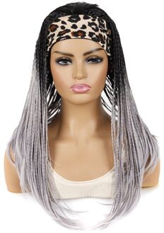 Guruilagu Gevlochten Pruiken Voor Zwarte Vrouwen Synthetische Pruik Vrouwelijke Perruque Tresse Africaine Grijs/613/Zwarte Hoofdband Pruik 2 hoofdbanden 1BTGRAY