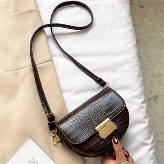Gusure Krokodil Patroon Pu Lederen Zadeltas Voor Vrouwen Lady Mini Schouder Messenger Bags Vrouwelijke Toevallige Handtassen En Portemonnee donker bruin