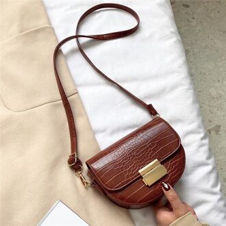 Gusure Krokodil Patroon Pu Lederen Zadeltas Voor Vrouwen Lady Mini Schouder Messenger Bags Vrouwelijke Toevallige Handtassen En Portemonnee licht bruin