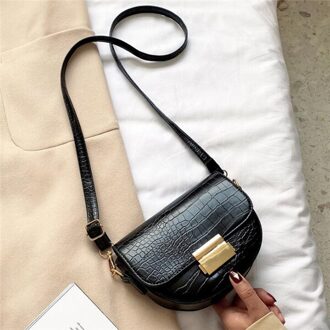 Gusure Krokodil Patroon Pu Lederen Zadeltas Voor Vrouwen Lady Mini Schouder Messenger Bags Vrouwelijke Toevallige Handtassen En Portemonnee zwart