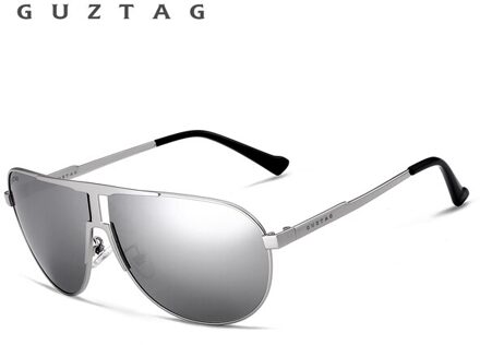 GUZTAG Klassieke Gepolariseerde Zonnebril mannen HD Goggle Geïntegreerde Eyewear zonnebril UV400 Voor Mannen G8026 zilver zilver