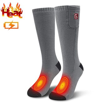 GV Smart Elektrische Verwarmde Sokken Mannen Voor Koude Winter Warm Skiën Sokken, Oplaadbare Batterij Verwarming Sokken Vrouwen grijs
