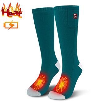 GV Smart Elektrische Verwarmde Sokken Mannen Voor Koude Winter Warm Skiën Sokken, Oplaadbare Batterij Verwarming Sokken Vrouwen groen