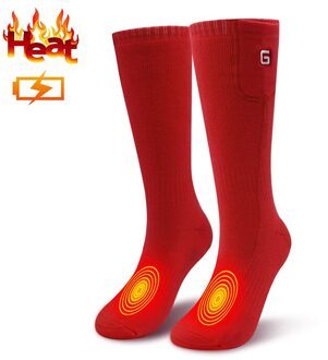 GV Smart Elektrische Verwarmde Sokken Mannen Voor Koude Winter Warm Skiën Sokken, Oplaadbare Batterij Verwarming Sokken Vrouwen rood