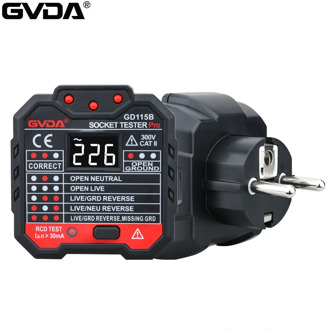 GVDA Socket Outlet Tester Voltage Detector Electric Circuit Breaker Finder Ground Zero Line US EU UK Plug Polarity Phase Check