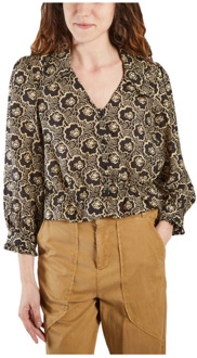 Gwen top in lyocellblend met bloemenprint Zwart - XS