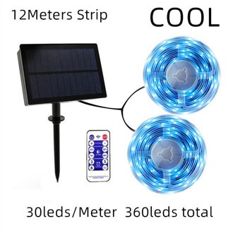 Gylbab 8 Modes Afstandsbediening Solar Leds Strip Verlichting 3m6m12m 90 Outdoor Waterdichte Night Voor Garage Tuin Gazon Lampen 12m cool wit