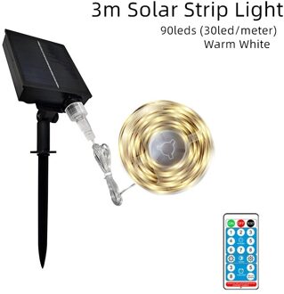 Gylbab 8 Modes Afstandsbediening Solar Leds Strip Verlichting 3m6m12m 90 Outdoor Waterdichte Night Voor Garage Tuin Gazon Lampen 3m warm wit