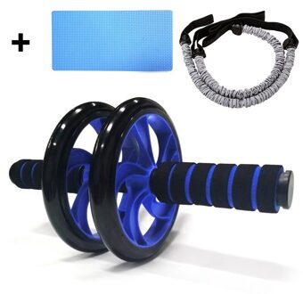 Gym Trainer Ab Roller Training Thuis Fitness Dubbele Wiel Stabiele Abdominale Power Wiel Buik Spier Oefening Apparatuur blauw 2