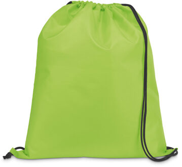 Gymtas/lunchtas/zwemtas met rijgkoord - voor kinderen - lime groen - 35 x 41 cm