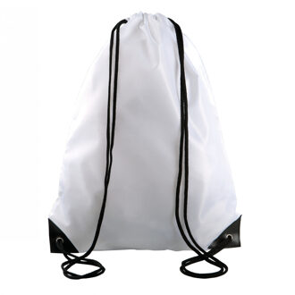 Gymtas met rijgkoord - 8x stuks - wit - 34 x 44 cm - 11L - sport draagtas - polyester - verstevigde
