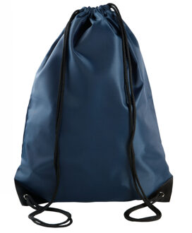 Gymtas met rijgkoord - donkerblauw - 34 x 44 cm - 11L - sport draagtas - polyester - verstevigde hoe