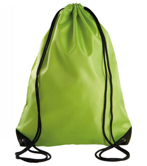 Gymtas met rijgkoord - limegroen - 34 x 44 cm - 11L - sport draagtas - polyester - verstevigde hoeke