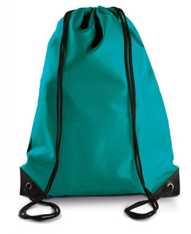 Gymtas met rijgkoord - smaragd groen - 34 x 44 cm - 11L - sport draagtas - polyester - verstevigde h