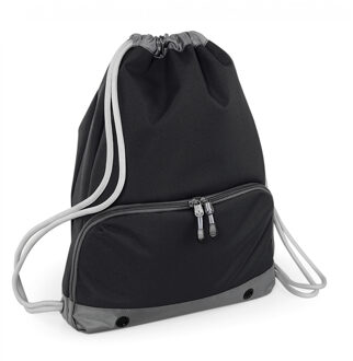 Gymtas rugtas Sporty - 2x stuks - zwart - met rijgkoord - 49 x 35 cm - 18 liter - kleine rugzak - po