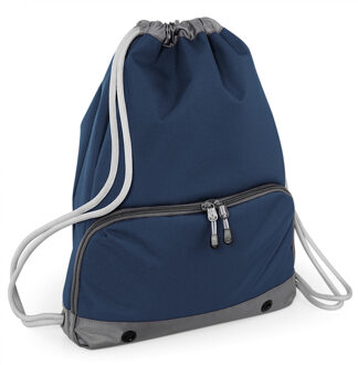 Gymtas rugtas Sporty - navy blauw - met rijgkoord - 49 x 35 cm - 18 liter - kleine rugzak - polyeste
