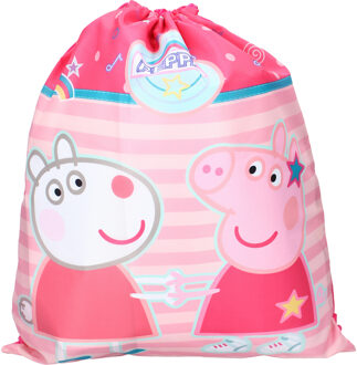 gymtas/rugzak/rugtas voor kinderen - roze - polyester - 44 x 37 cm - Gymtasje - zwemtasje