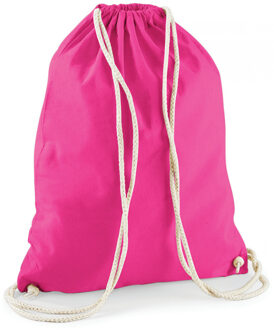 Gymtas sport/zwemmen - 2x stuks - rugzak - fuchsia roze - rijgkoord - 46 x 37 cm - katoen - Kinderen