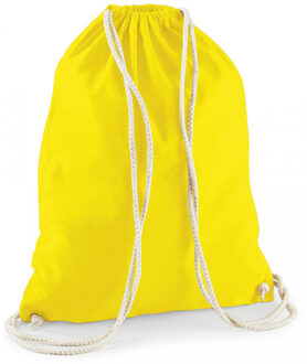Gymtas sport/zwemmen - 2x stuks - rugzak - geel - met rijgkoord - 46x37 cm - katoen - 12 liter