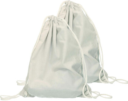 Gymtas sport/zwemmen - 2x stuks - rugzak - lichtblauw - rijgkoord - 46 x 37 cm - katoen - Kinderen s