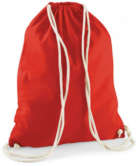 Gymtas sport/zwemmen - rugzak - rood - met rijgkoord - 46x37 cm - katoen - 12 liter