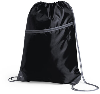 Gymtas - zwart - sport rugtas - 8 liter - 44 cm - met extra voorvakje - polyester - rugzak