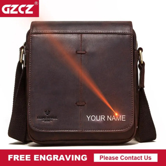 GZCZ crazy horse leather men's messenger bag Vintage leather shoulder bag handsome bussiness crossbody bag handbags new style