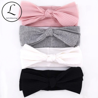 GZHIlovingL Newborn baby boys Girls Cotton Ribbed headbands Kids Childs Soft Stretch Bow knot Headwear Hair bands Accessories