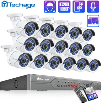 H.265 16CH 2MP 5MP POE NVR CCTV Security System 16PCS IR Outdoor 1080P Audio Record IP Camera P2P Video Surveillance Kit 4TB