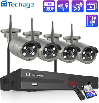 H.265 8CH 1080P Wireless NVR Kit Security CCTV System Audio Sound 2MP Outdoor WiFi IP Camera P2P Video Surveillance Set 2TB HDD