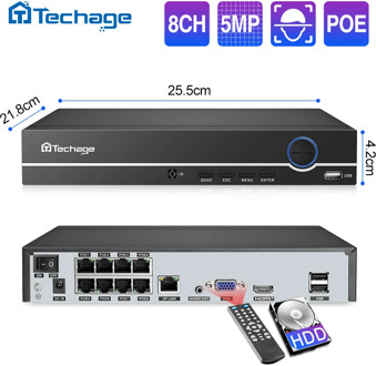 H.265 8CH 5MP 4MP 1080P POE NVR Audio Out Security Surveillance Network Video Recorder Up to 16CH For POE IP Camera CCTV System