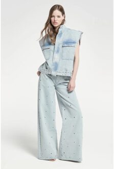 H-cs26m02 palazzo jeans with eyelets Blauw - 27