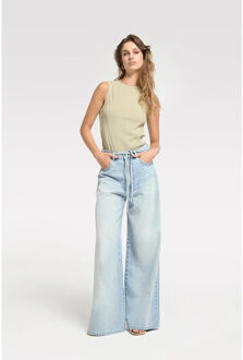 H-cs26m101 extra wide leg jeans with cord Blauw - 28